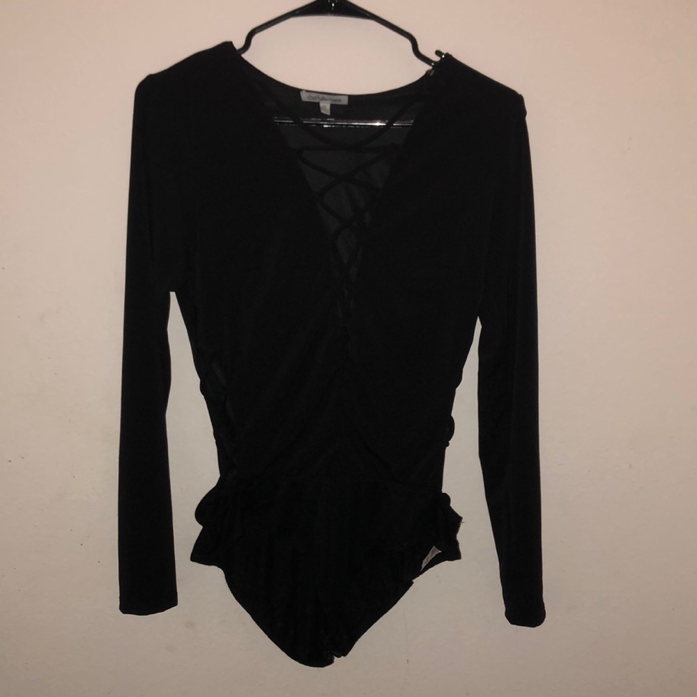 Long sleeve, black bodysuit from CHARLOTTE RUSSE